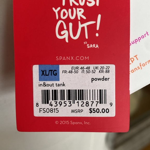 SPANX IN AND OUT TANK POWDER TRUST YOUR GUT SHAPEWEAR XL NEW TOP - Picture 6 of 9